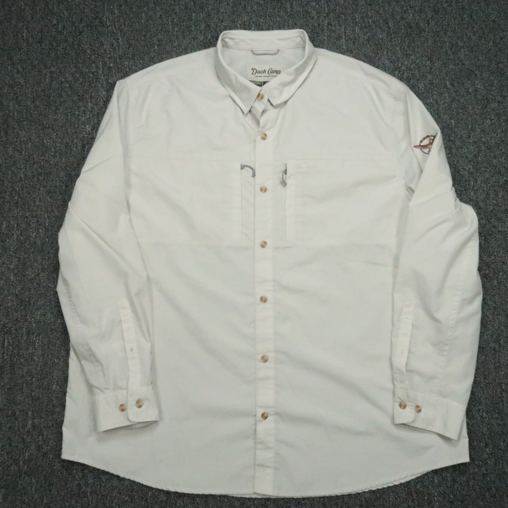 Duck Camp Shirt Mens XXL Off White Helm Long Sleeve Performance Fishing Hiking